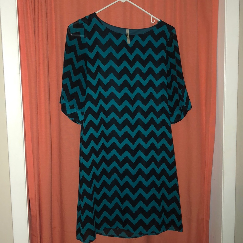 Teal and black dress